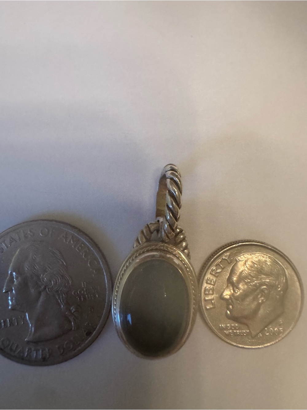 Sterling Silver Oval Grey Effy Stone Pendant